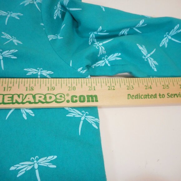 M Mac Vermont Country Store Women's size L Dragonfly Print Top Teal Blue-Green - Picture 5 of 10